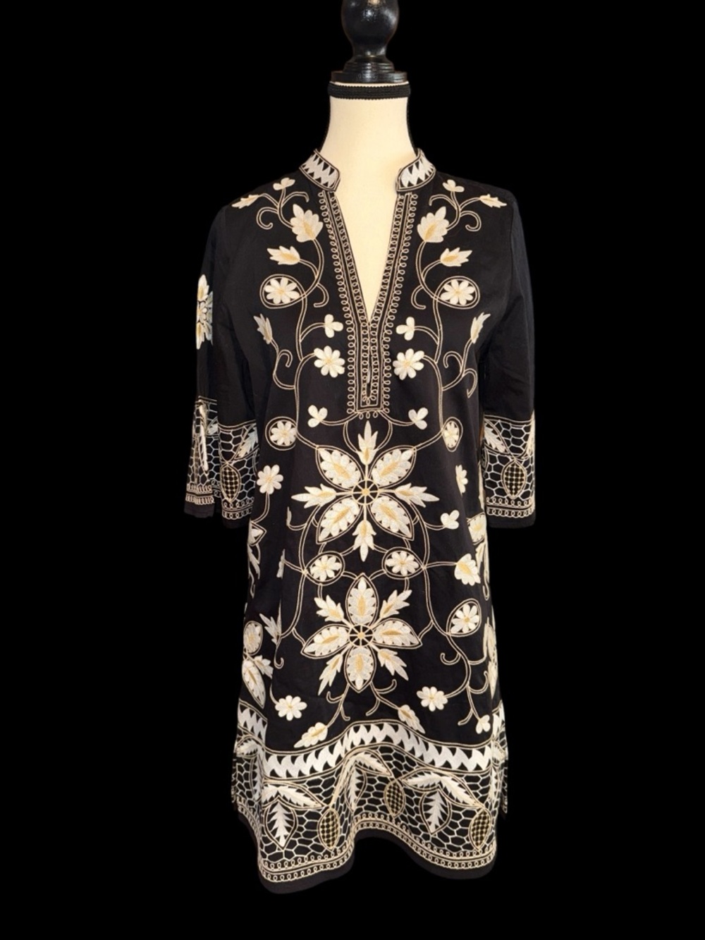 Figue Lynne Floral Embroidered Cotton Tunic Dress Boho Resort Wear Floral - Picture 2 of 7